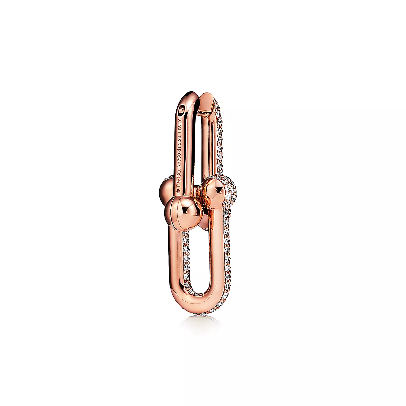 chain link earrings 18K Rose Gold Paved with Diamonds--GaiYalun