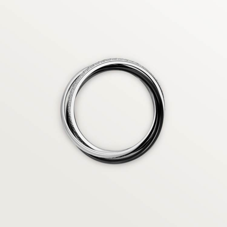 TRINITY ring in ceramic, small model 18K white gold, ceramic--GaiYalun