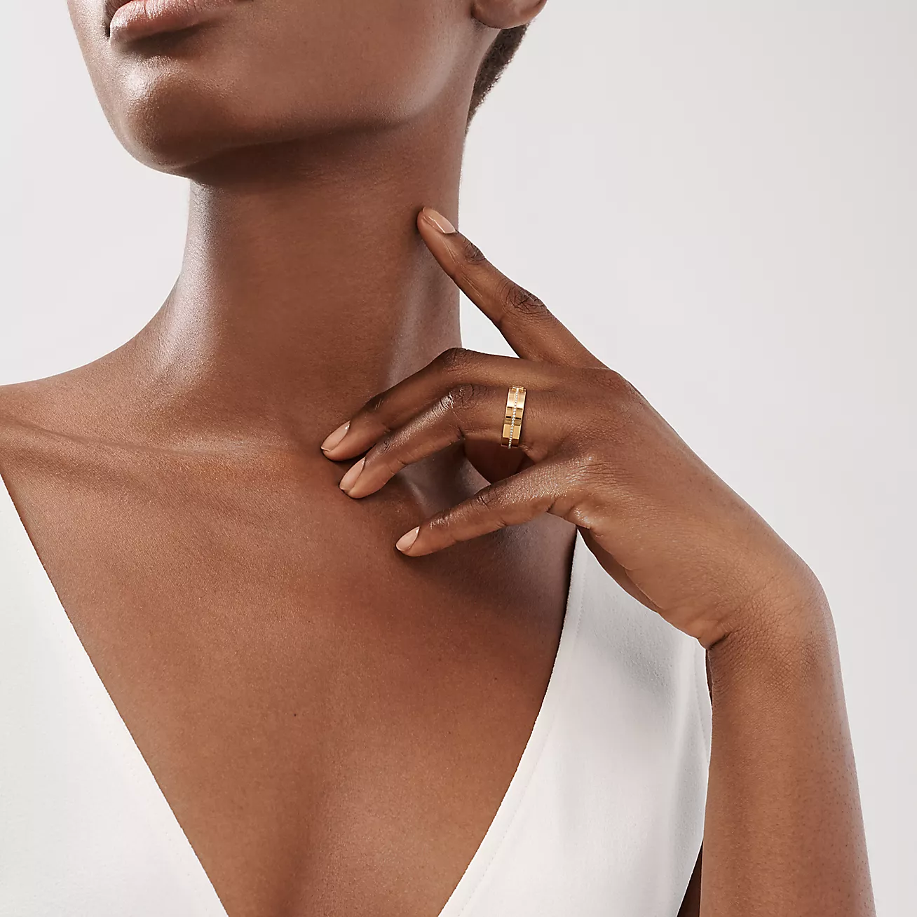 Tiffany T diamond wide ring 18K gold--GaiYalun