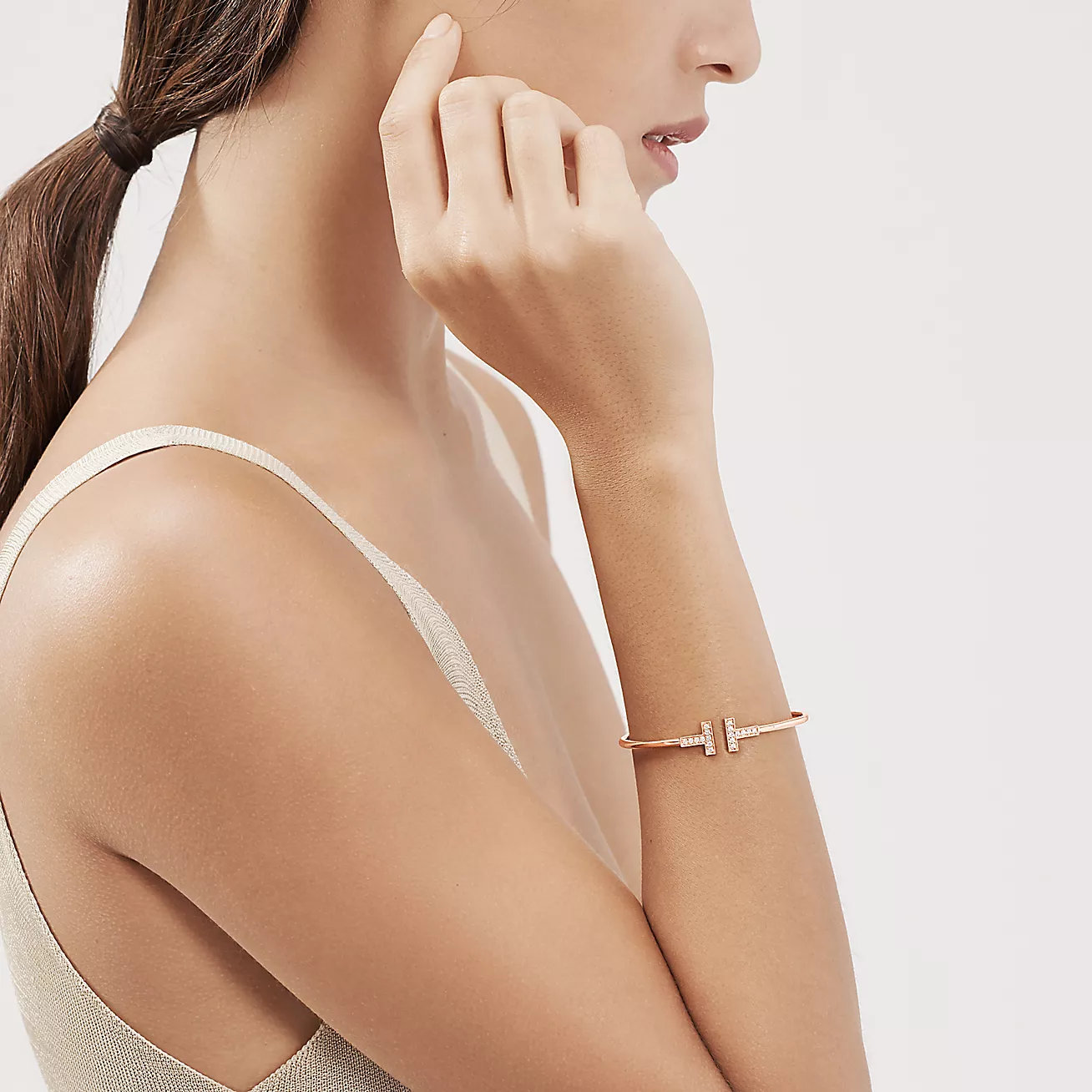coil bracelet 18K Rose Gold with Diamonds--GaiYalun