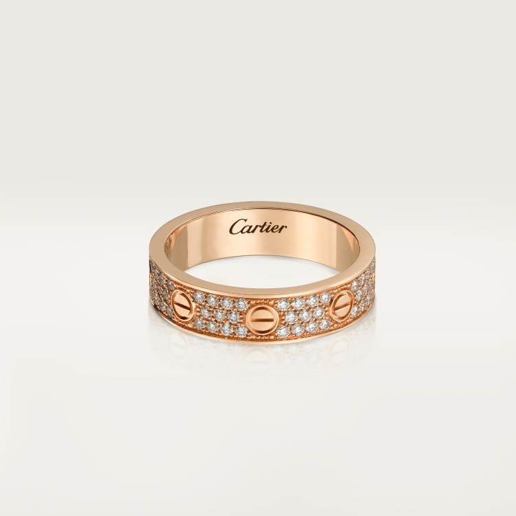 LOVE wedding ring set with diamonds in 18K rose gold--GaiYalun