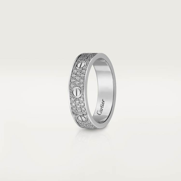 LOVE wedding rings, paved with diamonds, 18K white gold--GaiYalun