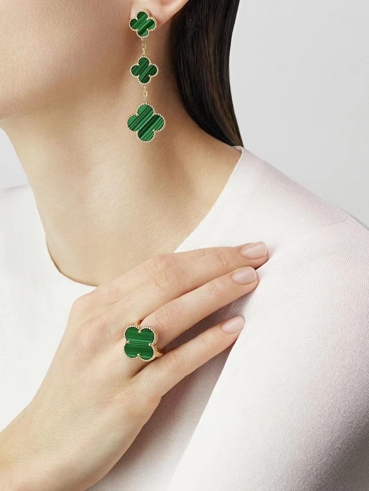 Van Cleef & Arpels Magic Alhambra earrings, 3 motifs--GaiYalun
