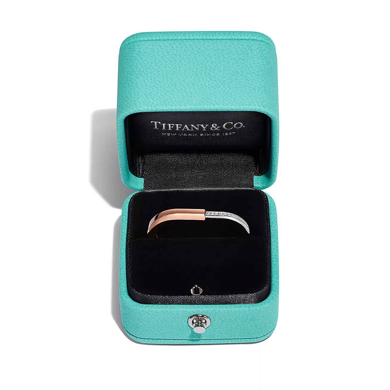 Tiffany Lock two finger ring 18K Rose Gold and 18K White Gold With Diamonds--GaiYalun