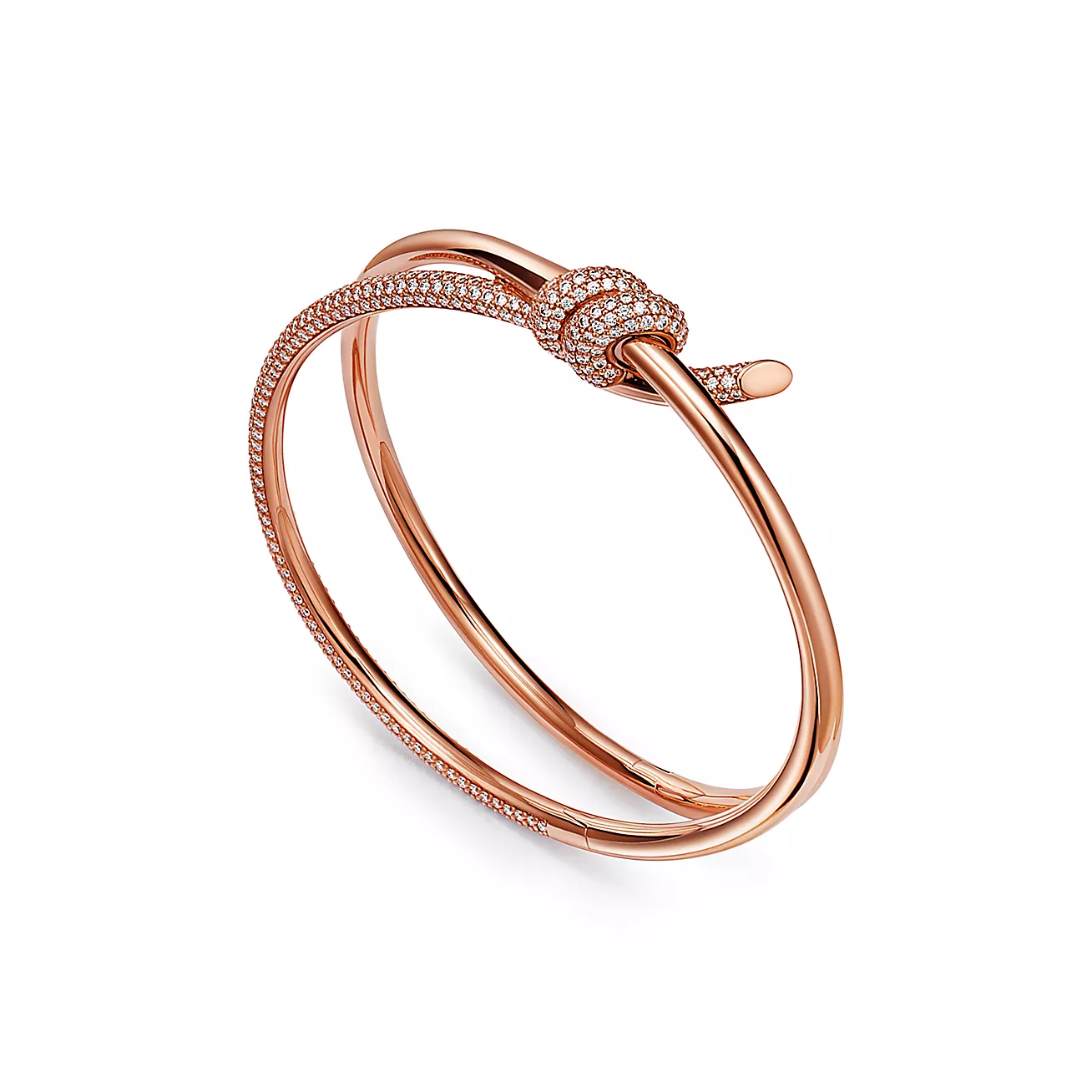 Double Row Hinged Bracelet 18K Rose Gold with Diamonds--GaiYalun