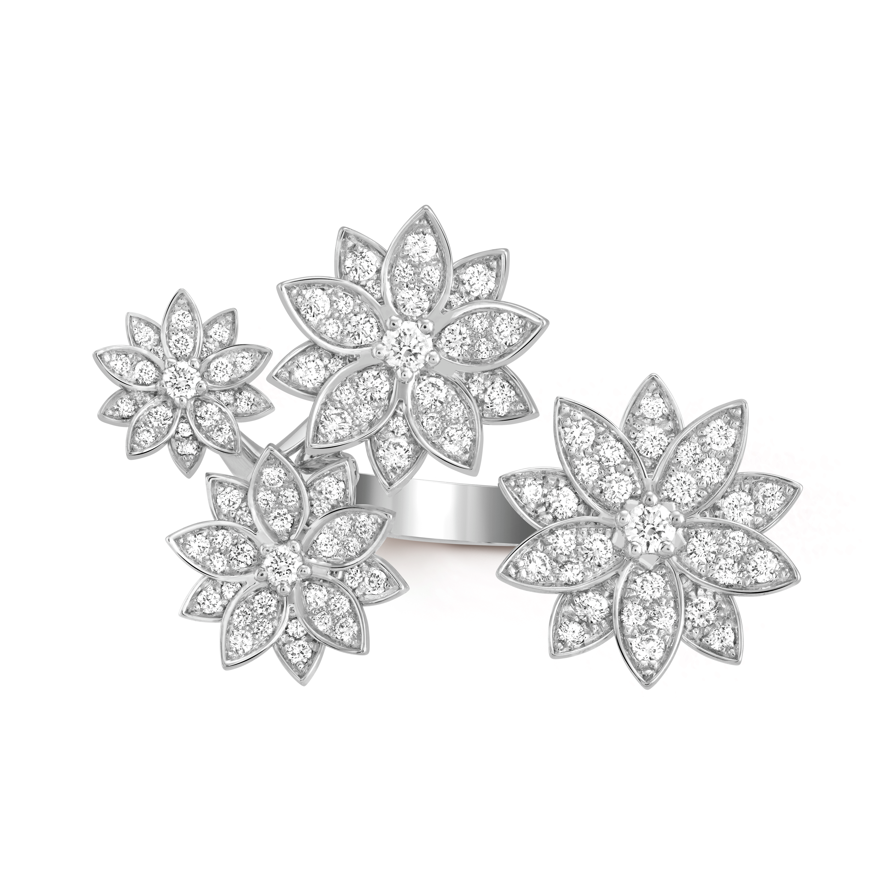 Van Cleef & Arpels Lotus between the fingers ring, 4 floral motifs--GaiYalun