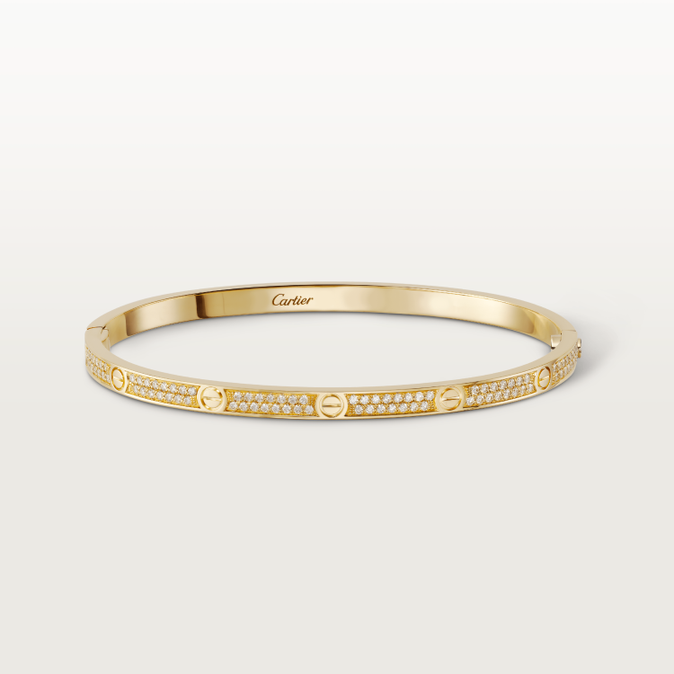 LOVE bracelet, small model, paved with diamonds, 18K yellow gold--GaiYalun