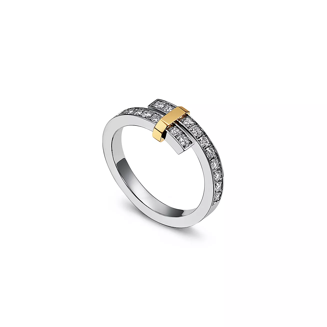 Tiffany Edge wrap ring Platinum and 18K Yellow Gold with Diamonds, Narrow--GaiYalun
