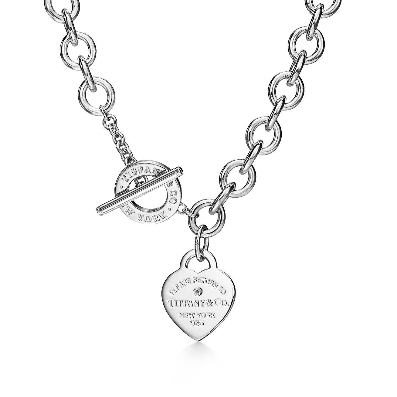 Heart Tag Necklace sterling silver diamond--GaiYalun