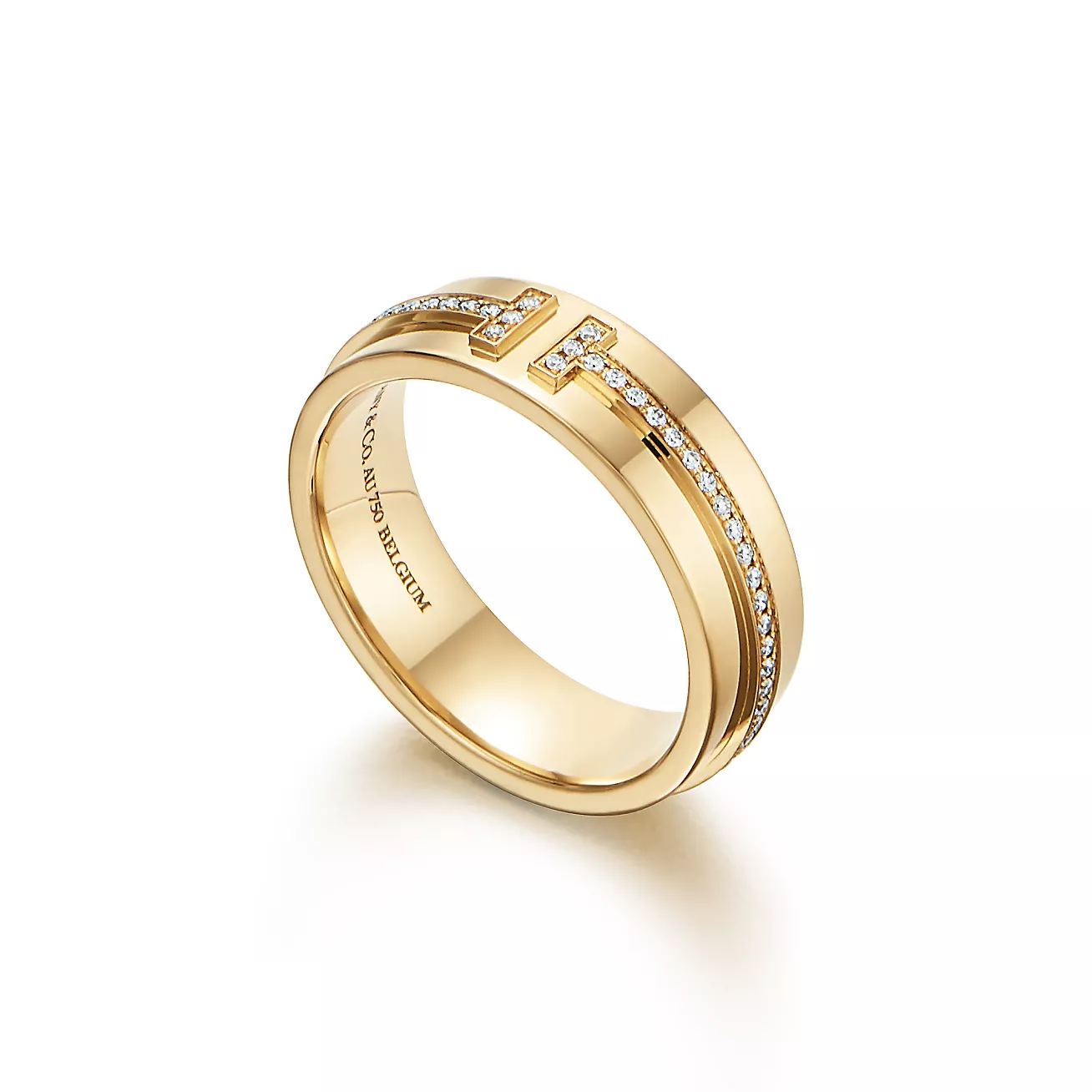 Tiffany T diamond wide ring 18K gold--GaiYalun