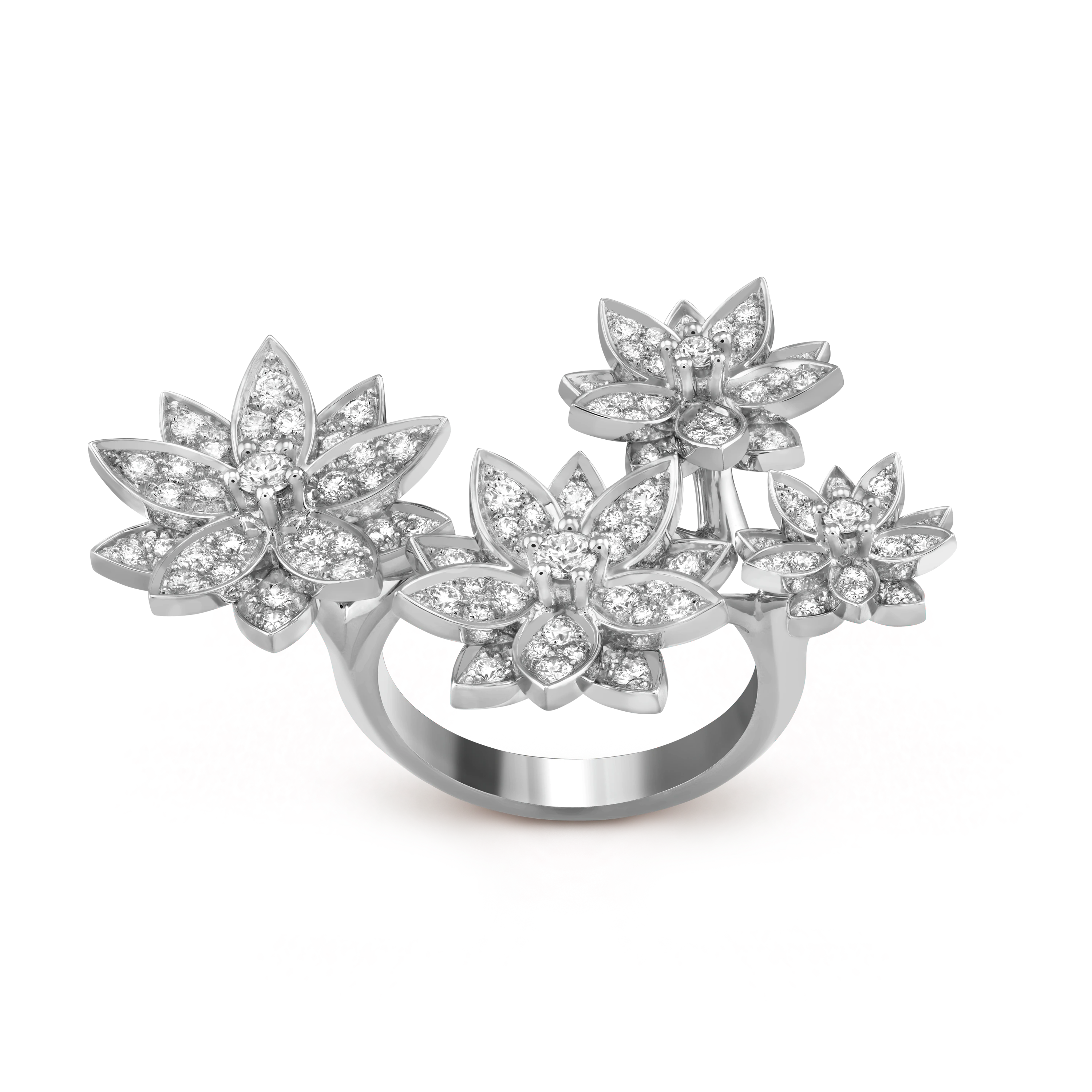 Van Cleef & Arpels Lotus between the fingers ring, 4 floral motifs--GaiYalun