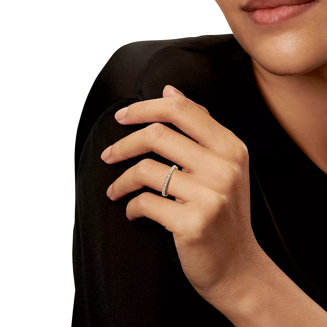 Tiffany Lock ring 18K Yellow Gold Paved with Diamonds--GaiYalun