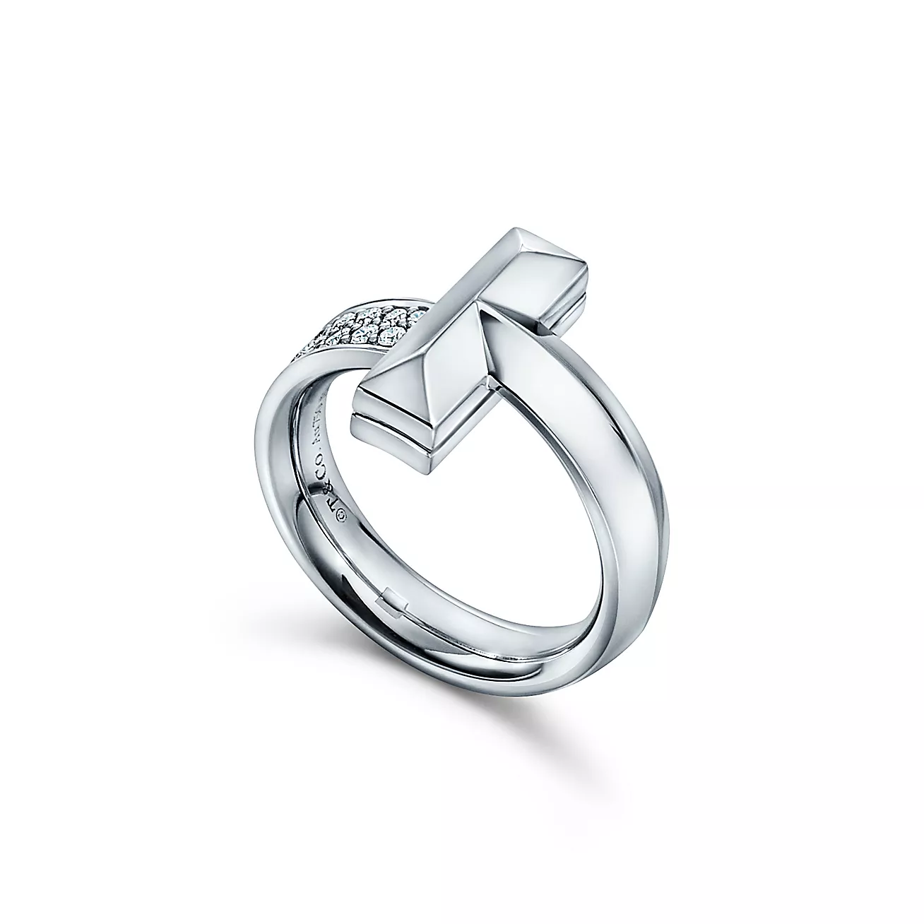 Tiffany T1 ring 18K White Gold with Diamonds--GaiYalun