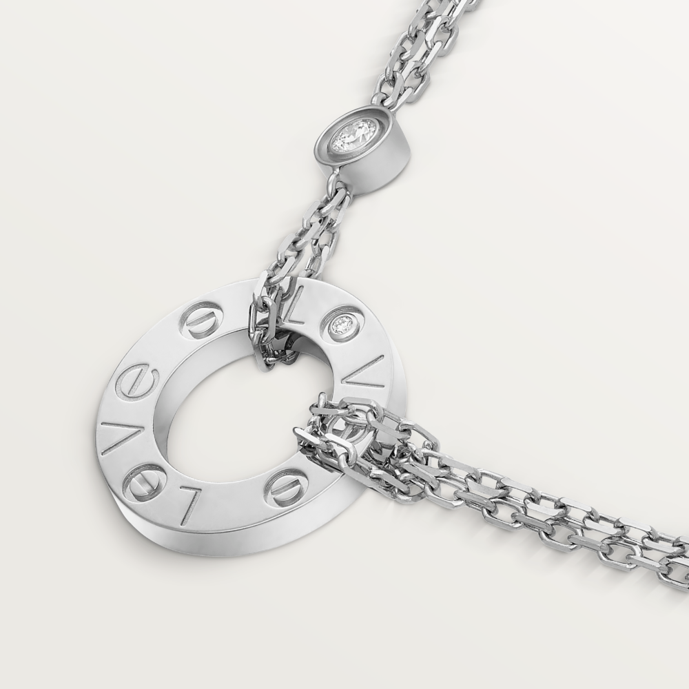 Cartier LOVE necklace set with 2 diamonds 18K white gold--GaiYalun