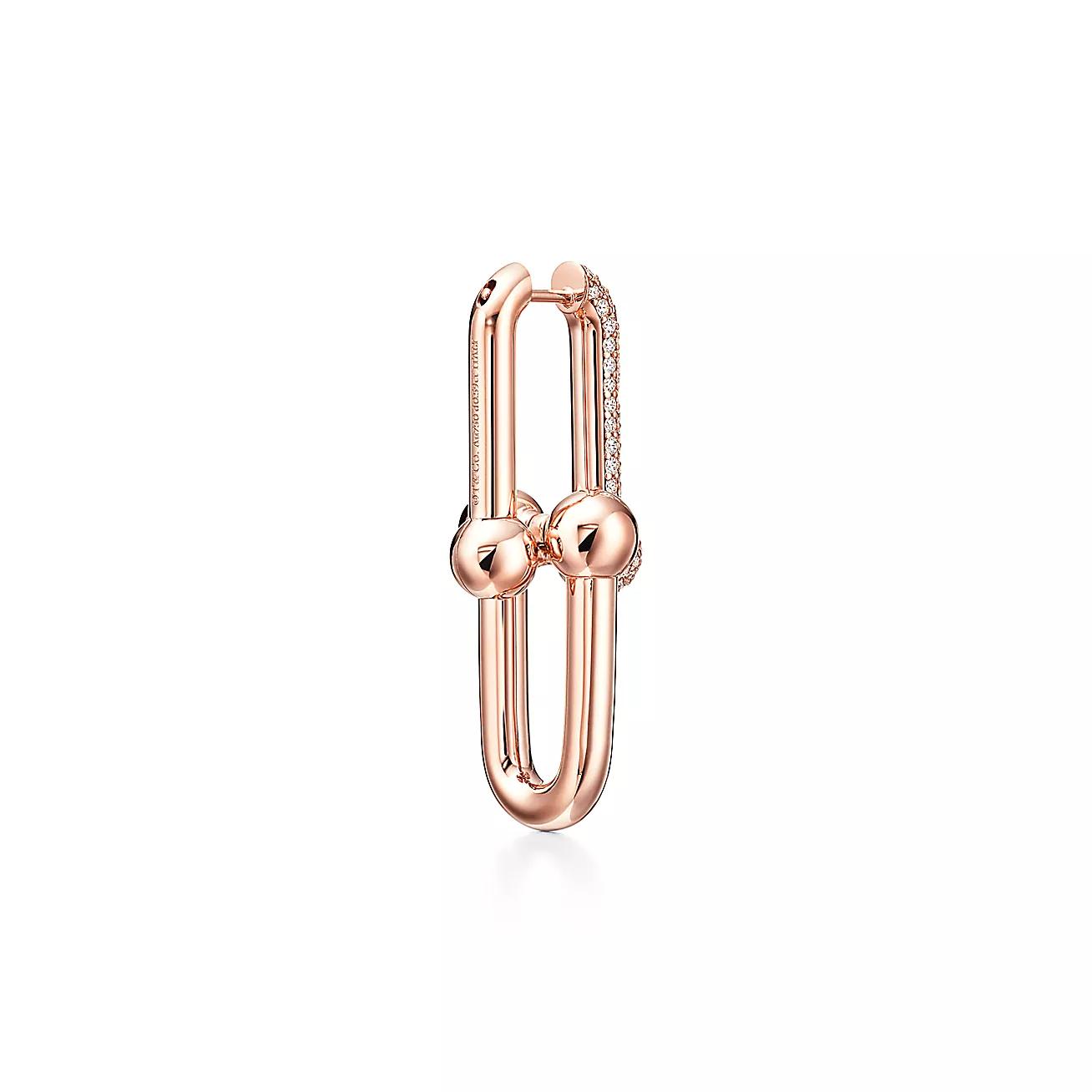 chain link earrings 18K Rose Gold Paved with Diamonds--GaiYalun