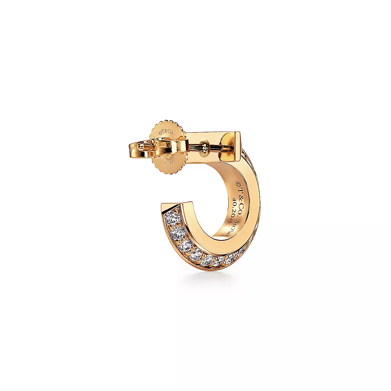 T1 Hoop Earrings 18K Yellow Gold with Diamonds--GaiYalun