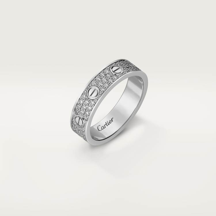 LOVE wedding rings, paved with diamonds, 18K white gold--GaiYalun