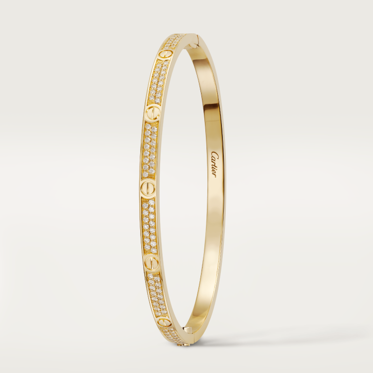 LOVE bracelet, small model, paved with diamonds, 18K yellow gold--GaiYalun