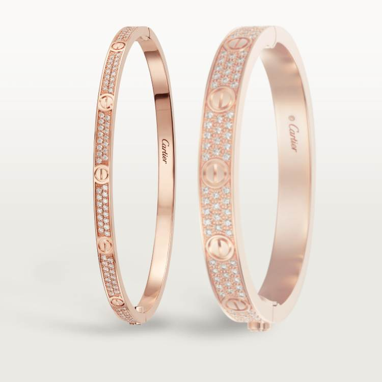 LOVE bracelet, small model, paved with diamonds 18K rose gold--GaiYalun