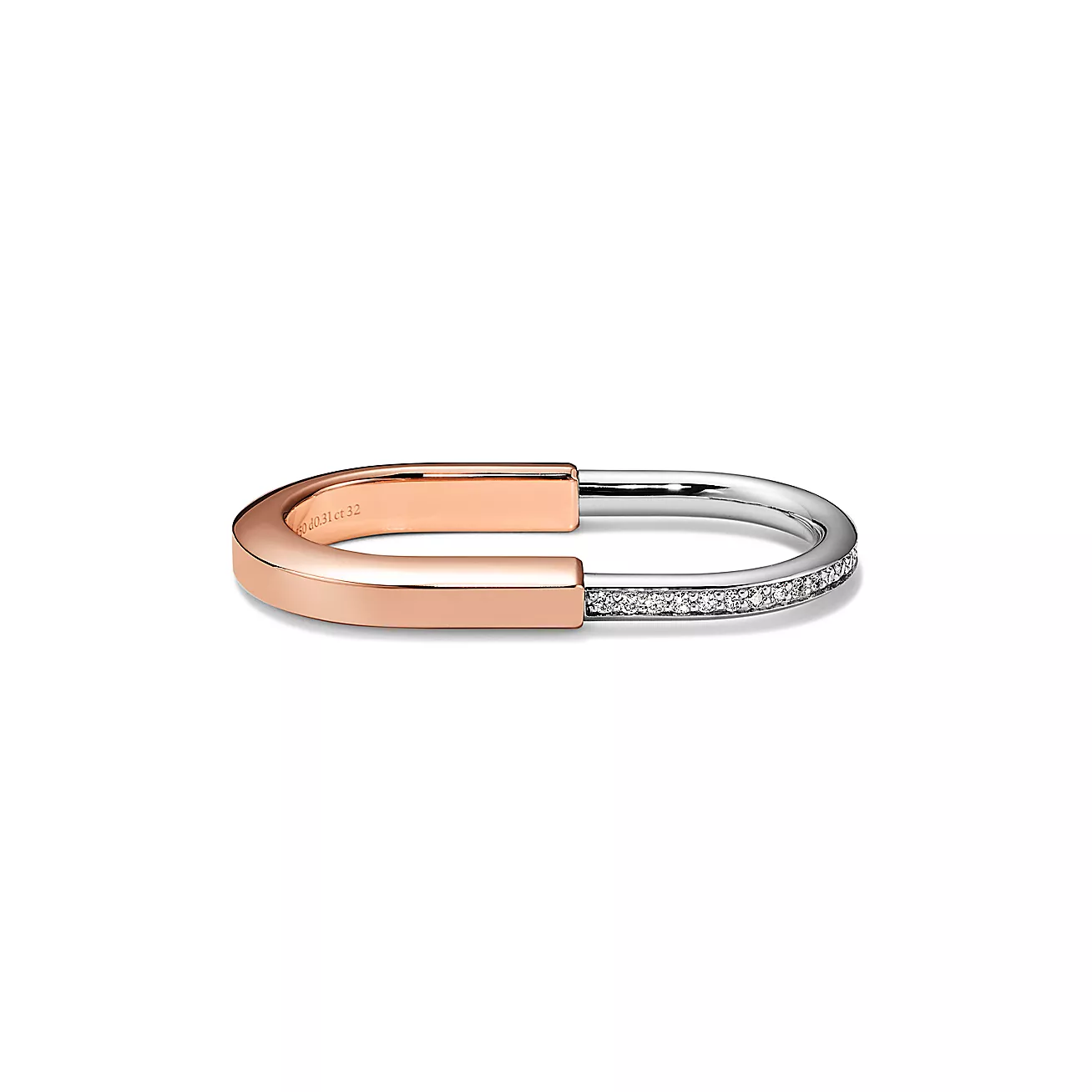 Tiffany Lock two finger ring 18K Rose Gold and 18K White Gold With Diamonds--GaiYalun