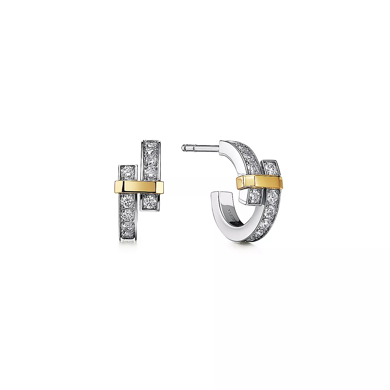 hoop earrings Platinum and 18K Yellow Gold with Diamonds--GaiYalun
