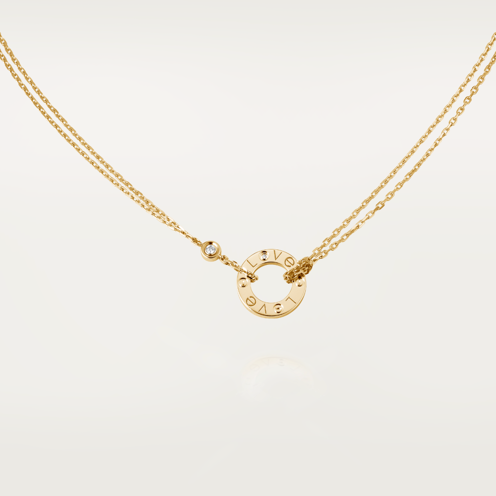 LOVE necklace with 2 diamonds 18K yellow gold--GaiYalun