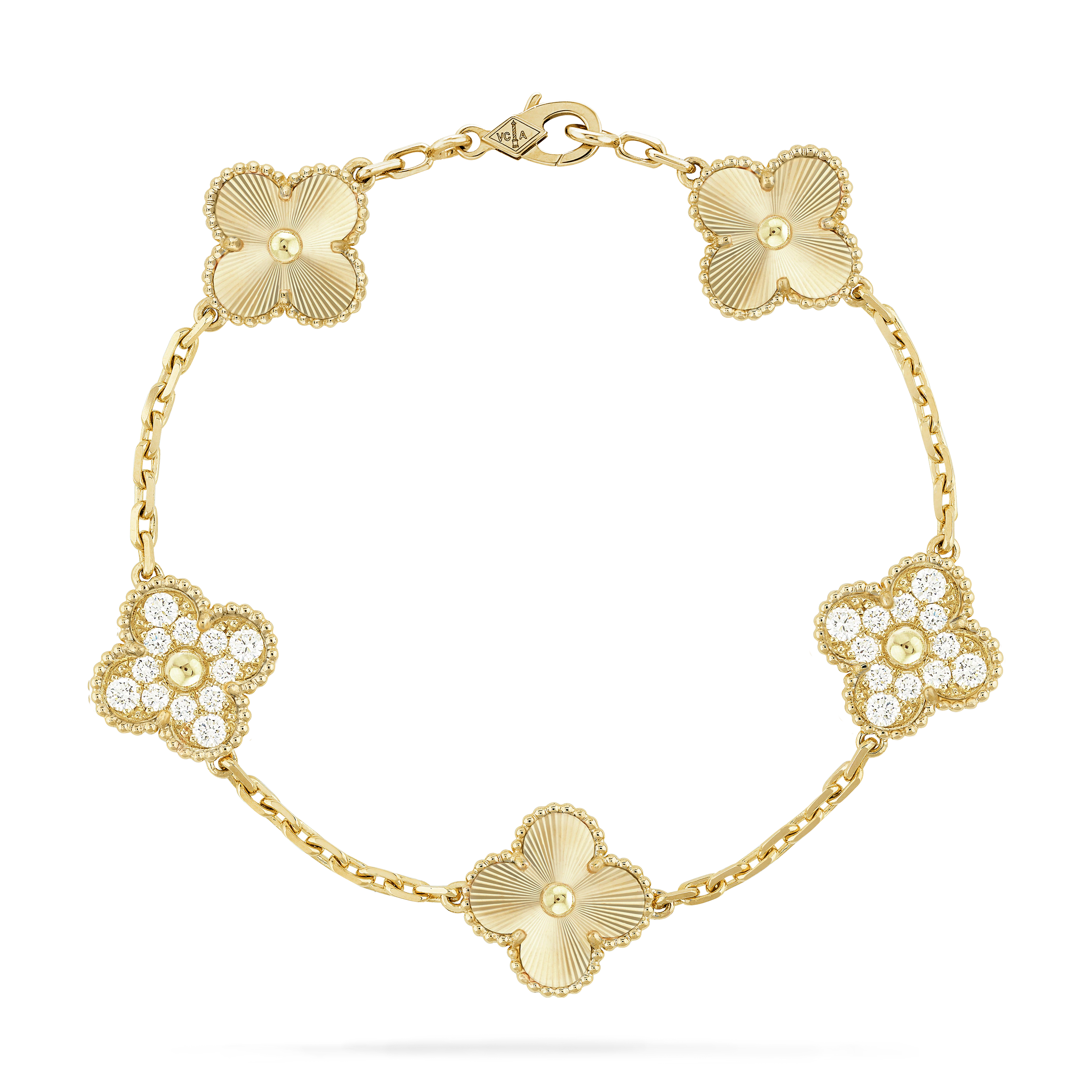 Van Cleef & Arpels Vintage Alhambra bracelet, 5 lucky four-leaf motifs--GaiYalun