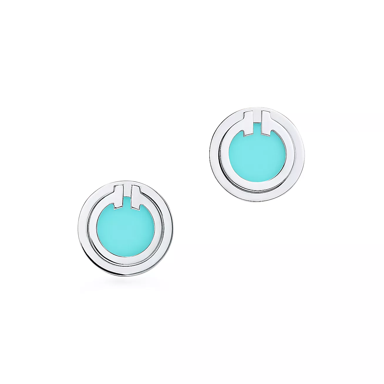 Embellished Turquoise Hoop Earrings 18K white gold--GaiYalun