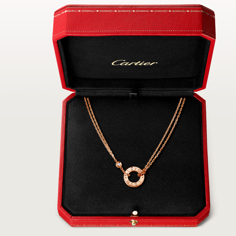 LOVE necklace set with 2 diamonds 18K rose gold--GaiYalun