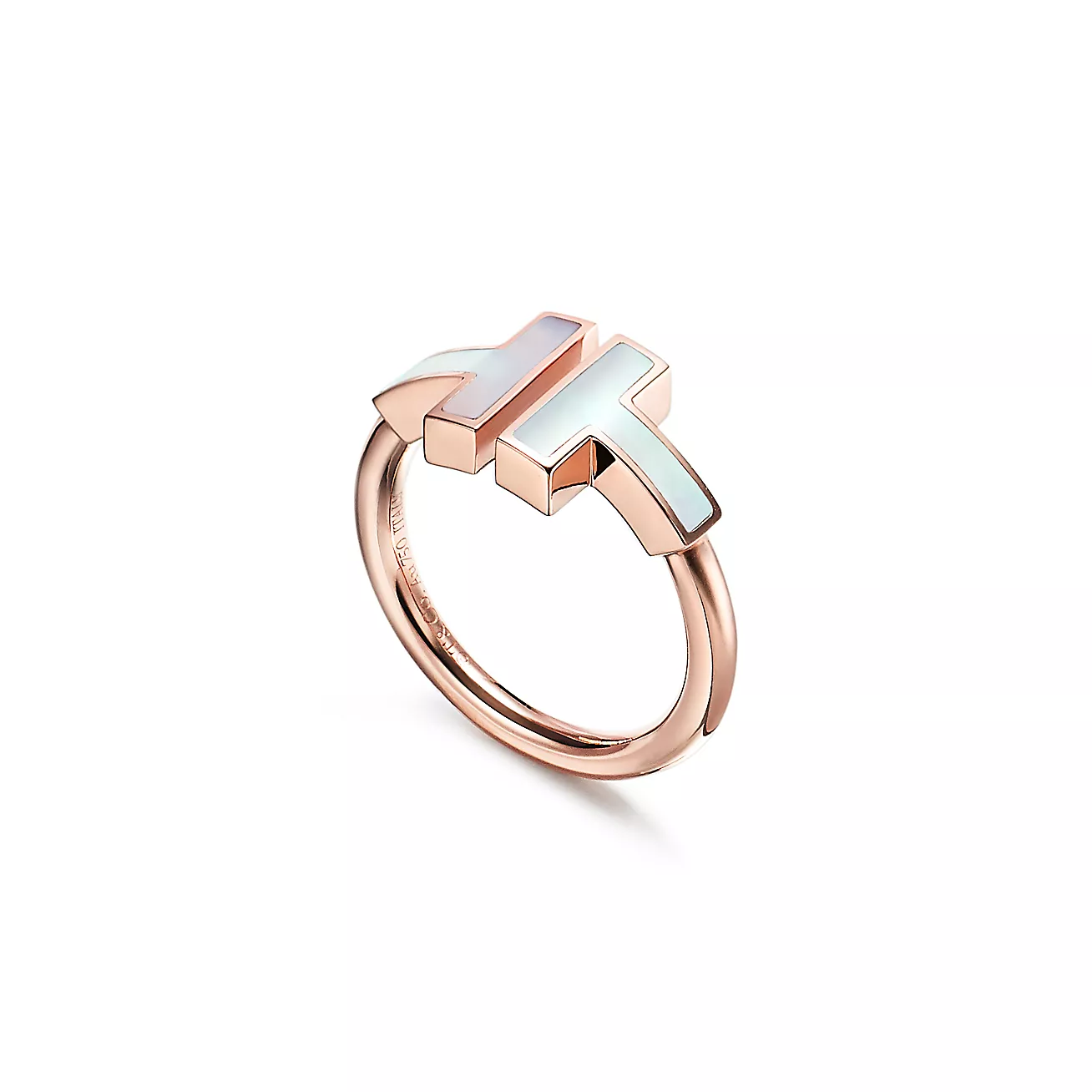 Tiffany T coil ring 18k rose gold with mother-of-pearl--GaiYalun