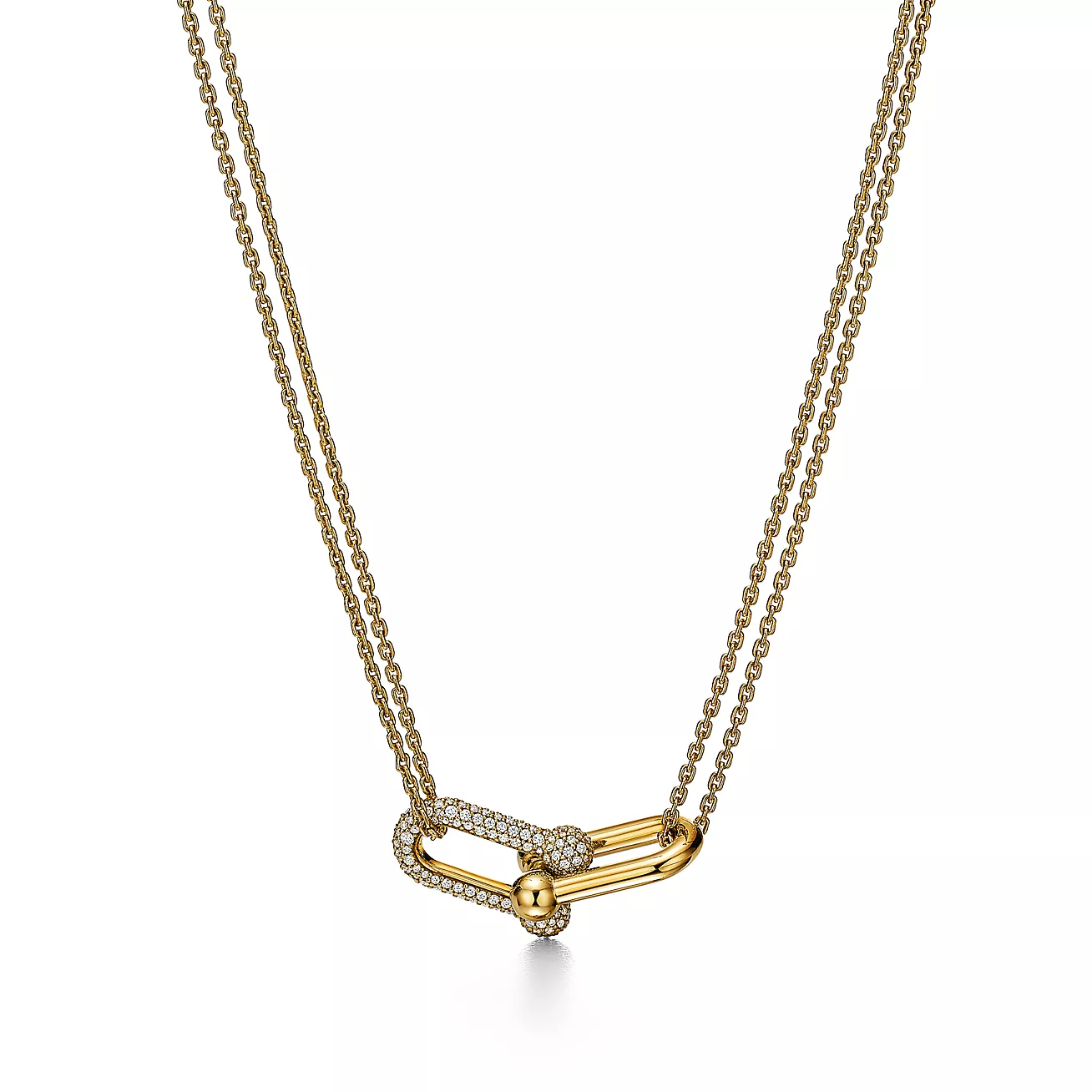 chain link necklace 18K Yellow Gold Paved with Diamonds--GaiYalun
