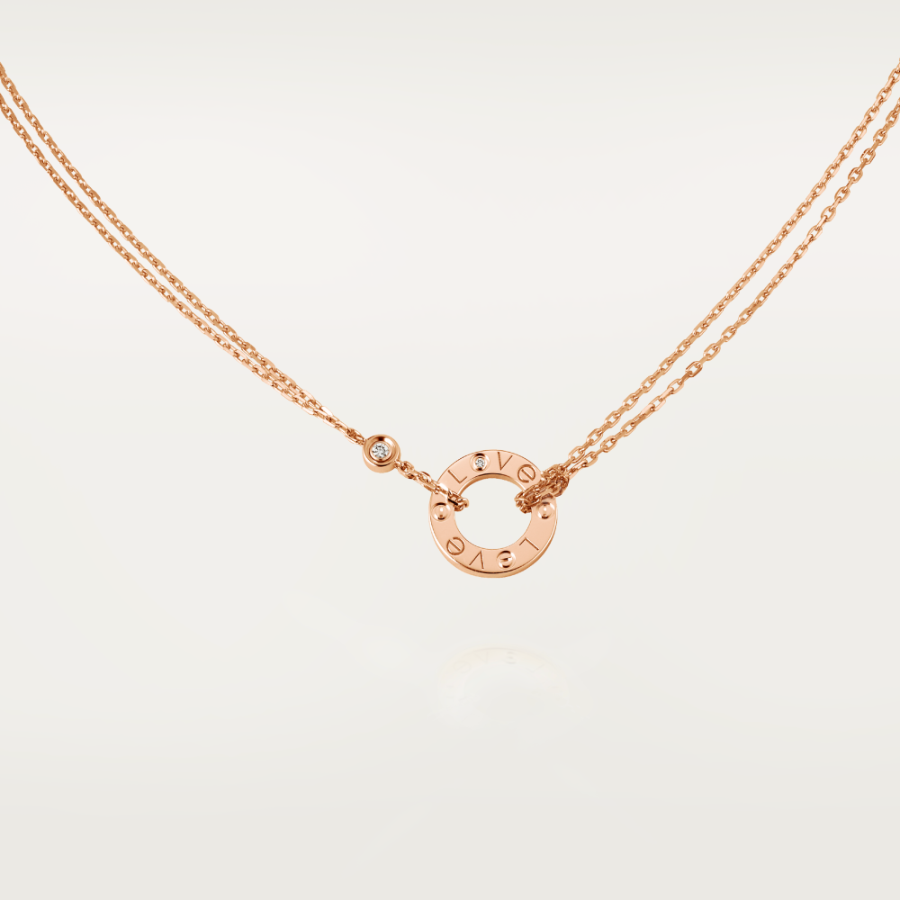 LOVE necklace set with 2 diamonds 18K rose gold--GaiYalun