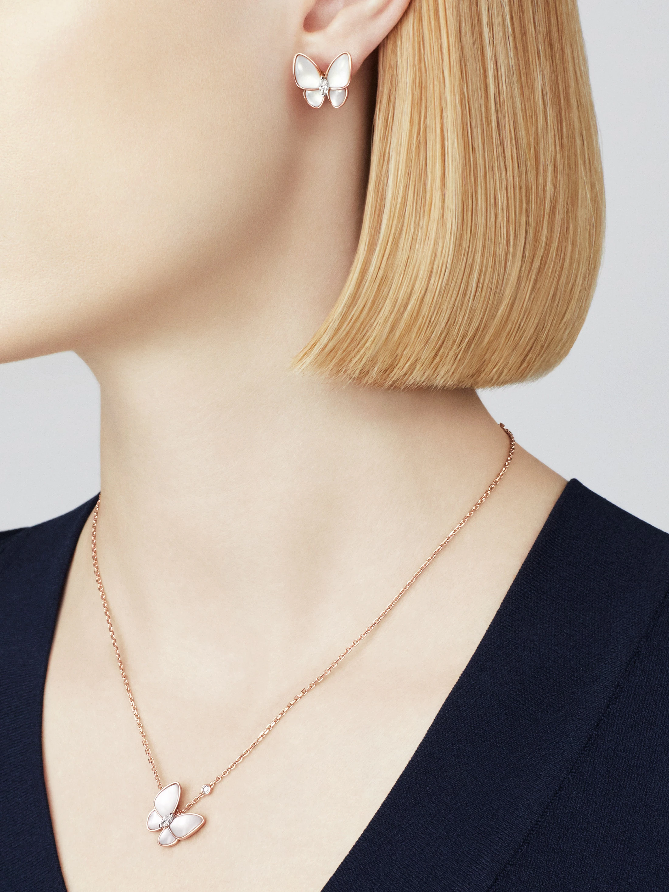 Van Cleef & Arpels Two Butterfly Pendant Necklace--GaiYalun