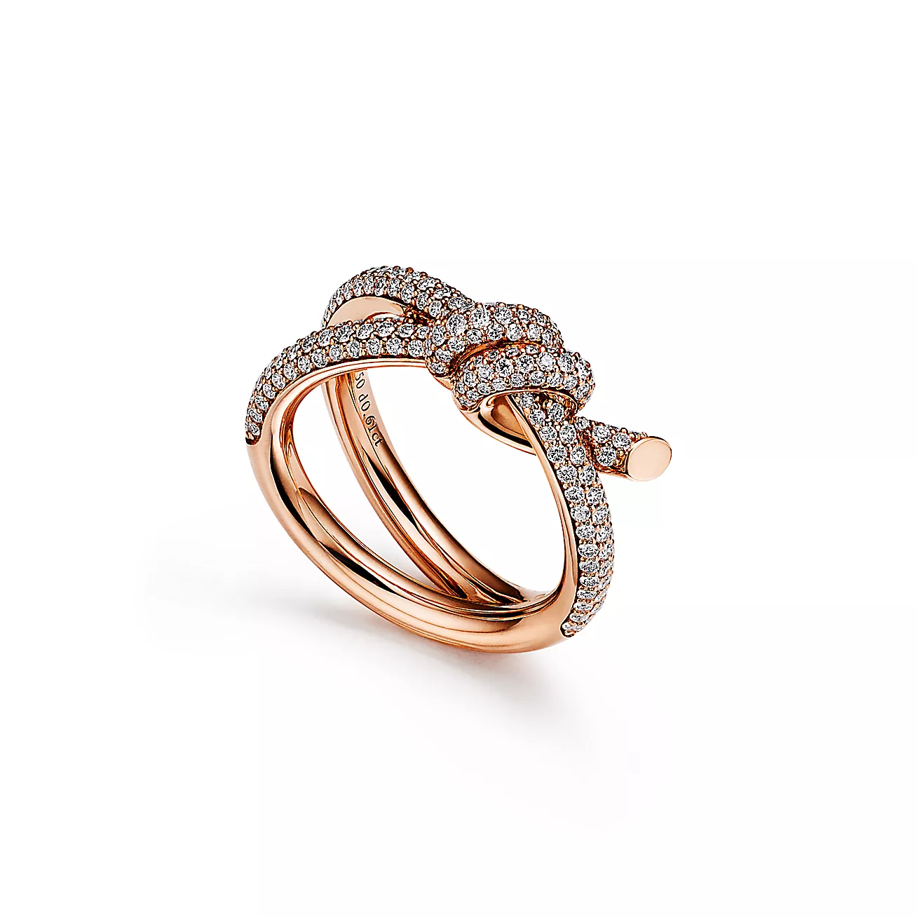 Tiffany Knot double row ring 18K Rose Gold with Diamonds--GaiYalun