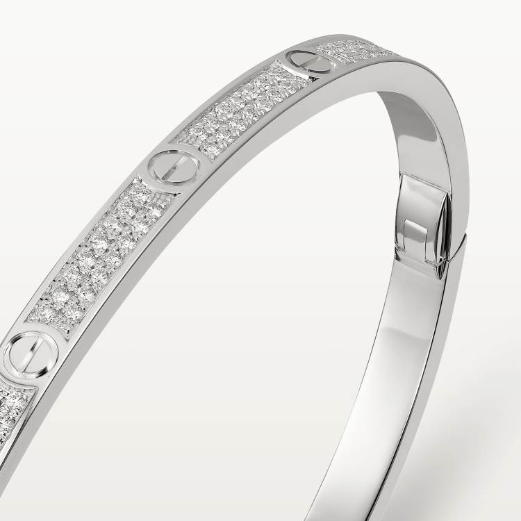 LOVE bracelet, small model, paved with diamonds, 18K white gold--GaiYalun
