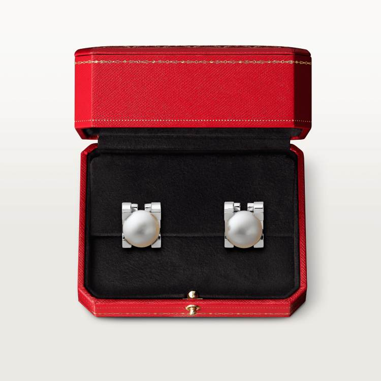 C DE CARTIER EARRINGS 18K WHITE GOLD--GaiYalun