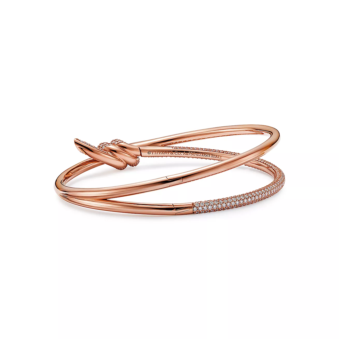 Double Row Hinged Bracelet 18K Rose Gold with Diamonds--GaiYalun