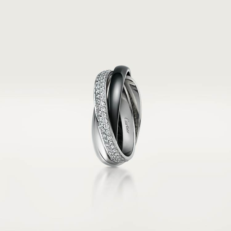 TRINITY ring in ceramic, small model 18K white gold, ceramic--GaiYalun