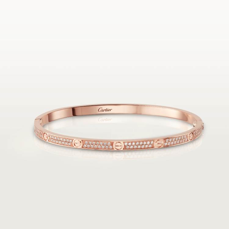 LOVE bracelet, small model, paved with diamonds 18K rose gold--GaiYalun