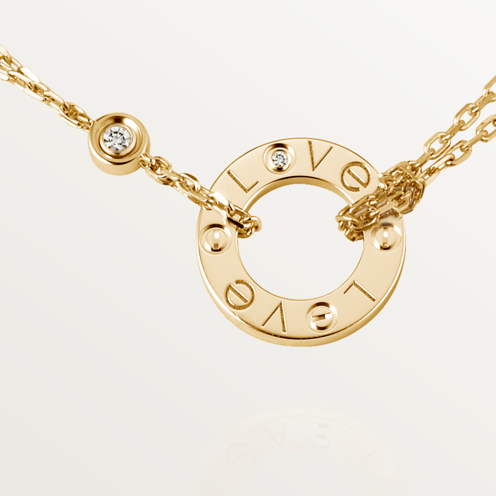 LOVE necklace with 2 diamonds 18K yellow gold--GaiYalun