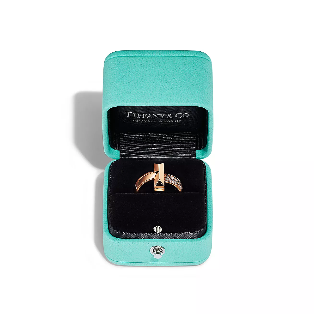 Tiffany T1 ring 18k rose gold with diamonds--GaiYalun