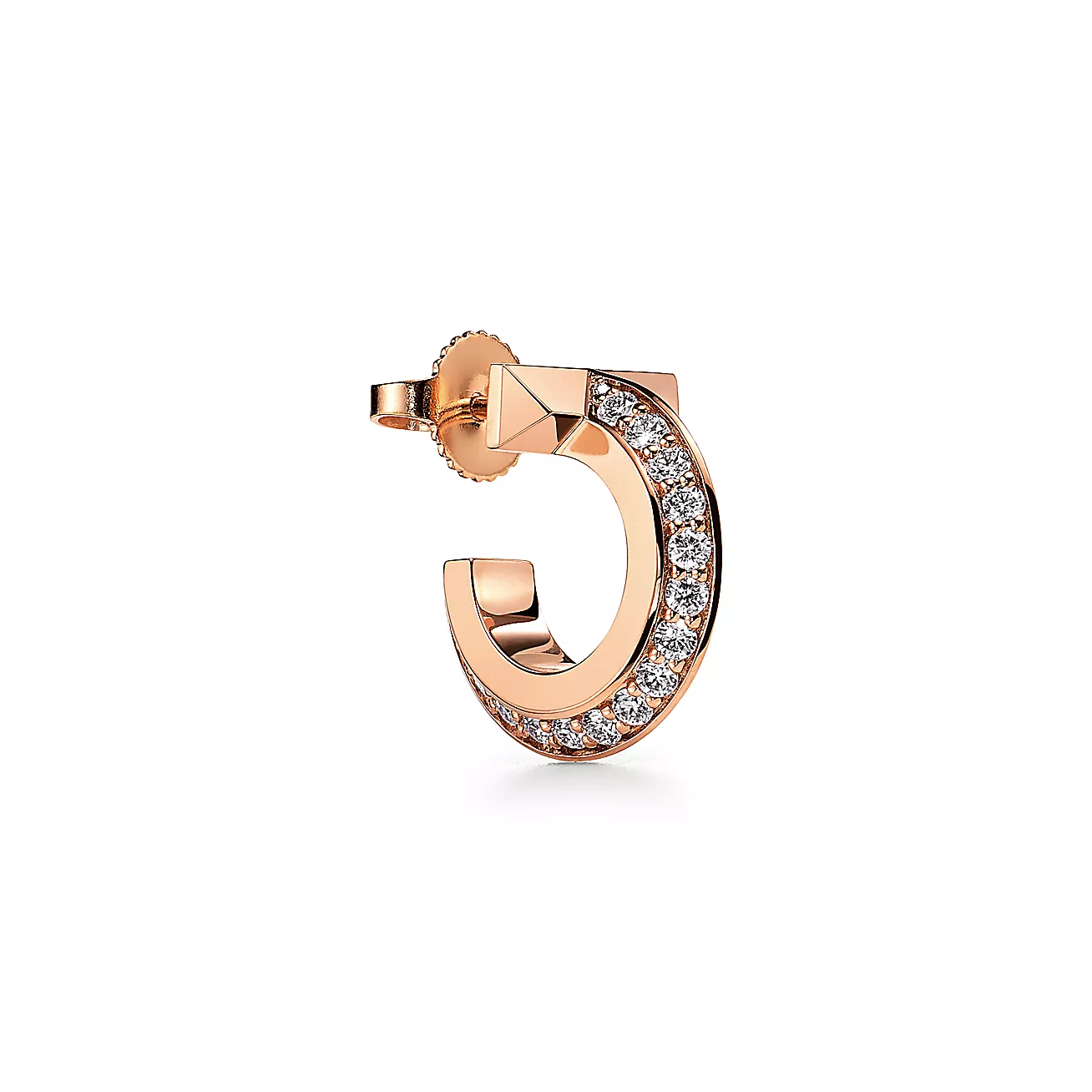 T1 Hoop Earrings 18K Rose Gold with Diamonds--GaiYalun