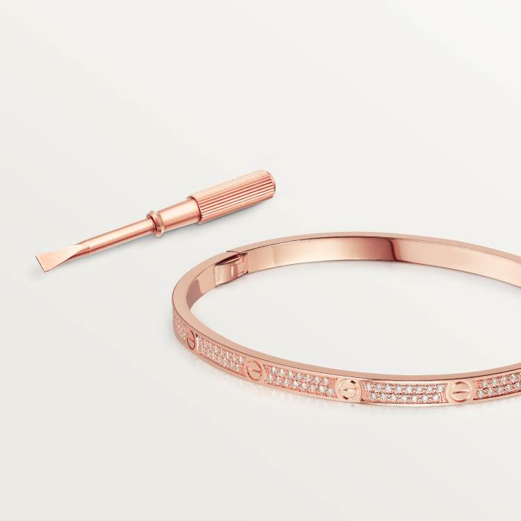 LOVE bracelet, small model, paved with diamonds 18K rose gold--GaiYalun
