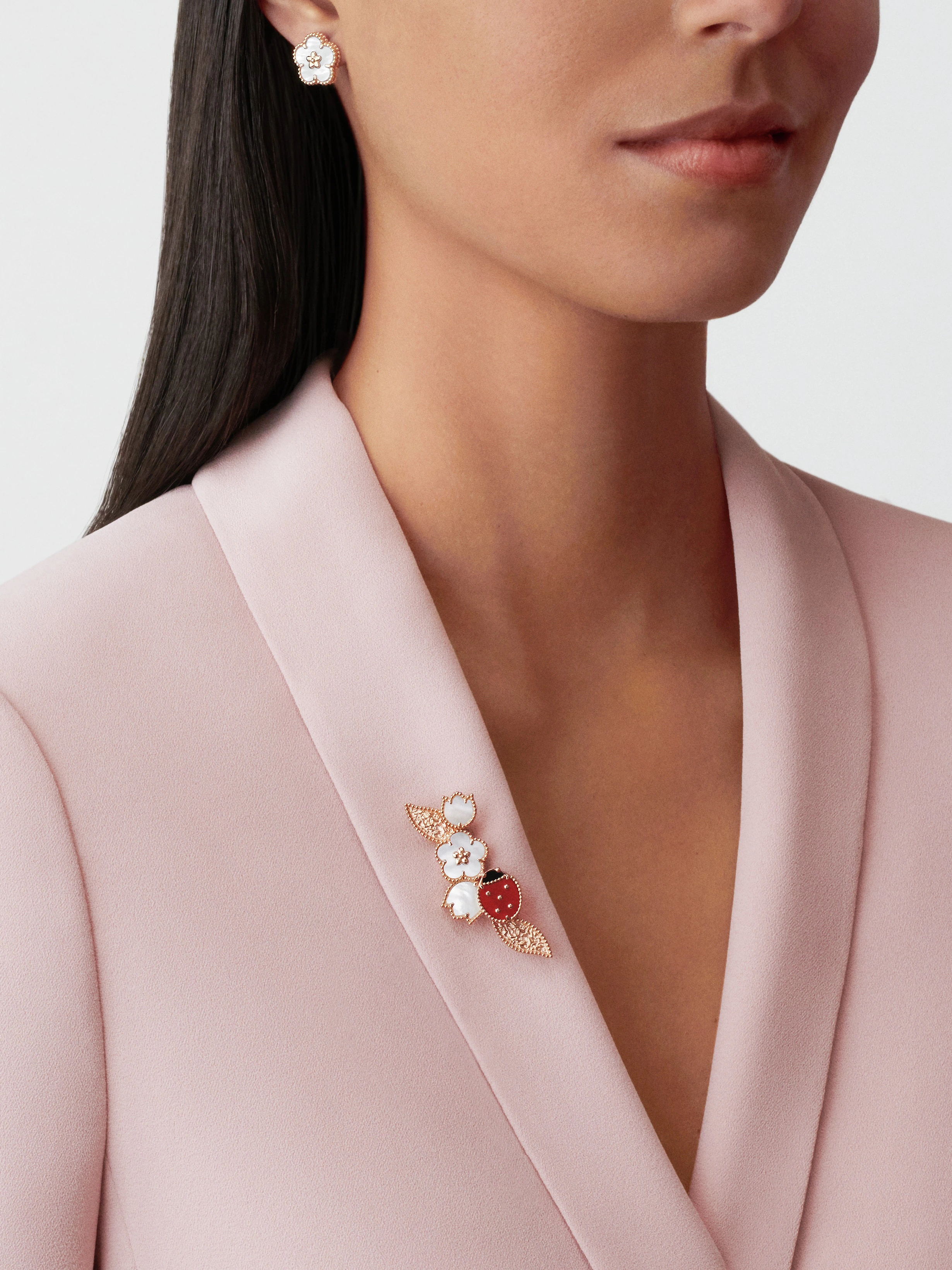 Van Cleef & Arpels Lucky Spring Earrings, Plum Blossoms--GaiYalun