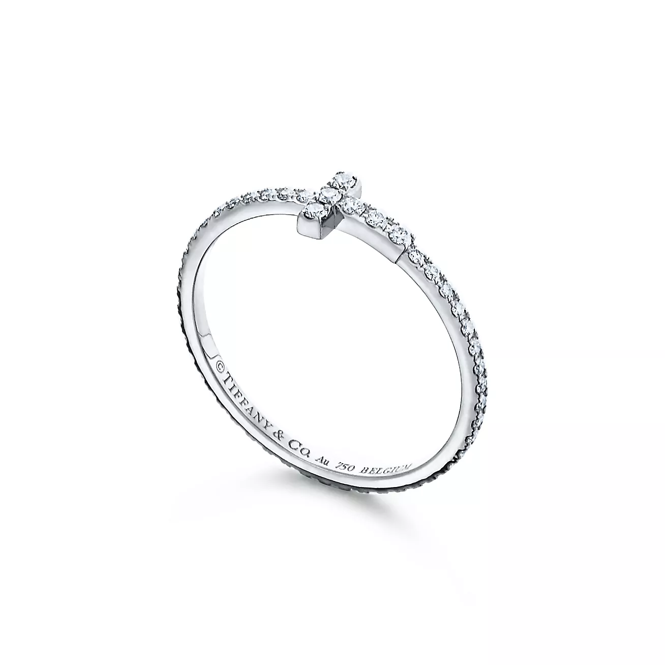 Tiffany T diamond coil ring 18K white gold--GaiYalun