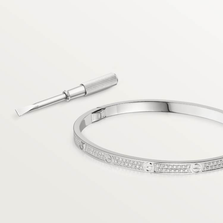 LOVE bracelet, small model, paved with diamonds, 18K white gold--GaiYalun