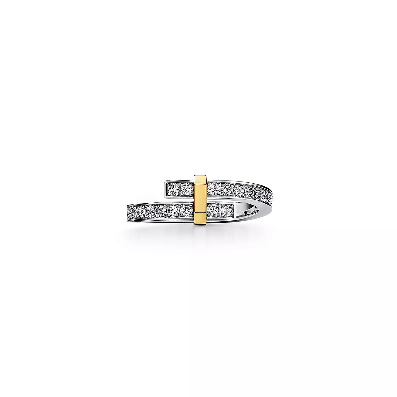 Tiffany Edge wrap ring Platinum and 18K Yellow Gold with Diamonds, Narrow--GaiYalun