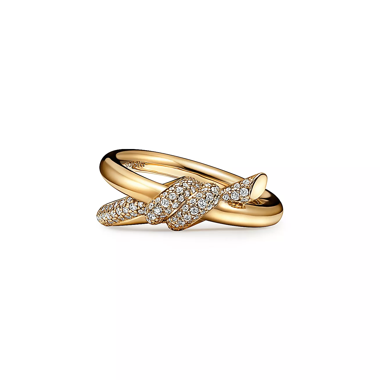 Tiffany Knot double row ring 18K Yellow Gold with Diamonds--GaiYalun