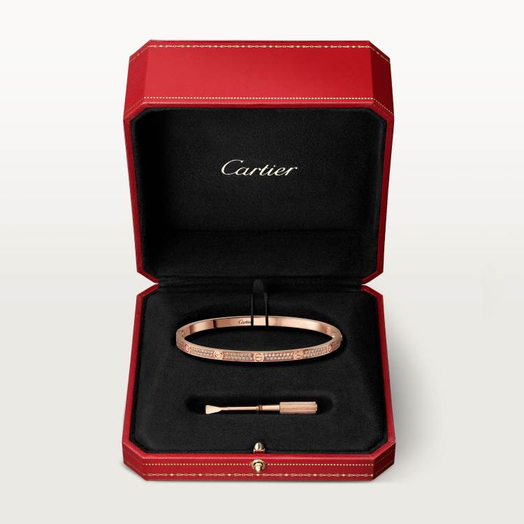 LOVE bracelet, small model, paved with diamonds 18K rose gold--GaiYalun