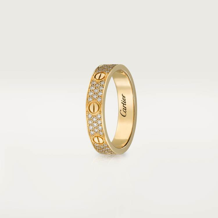 LOVE wedding rings, paved with diamonds, 18K yellow gold--GaiYalun
